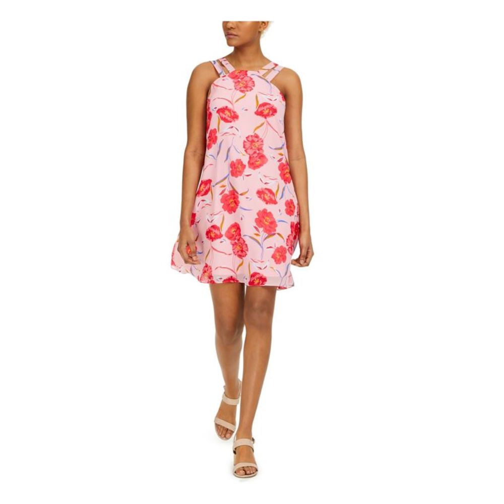 BAR III DRESSES Womens Pink Sleeveless Short Evening Fit + Flare Dress S